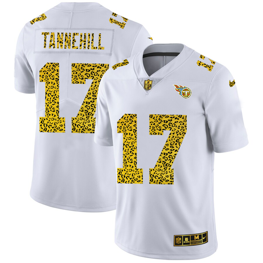 Tennessee Titans #17 Ryan Tannehill Men Nike Flocked Leopard Print Vapor Limited NFL Jersey White->tennessee titans->NFL Jersey
